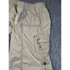 Chicos Womens Tan Cargo‎ Capri Cropped Pants with Elastic Waist - Casual